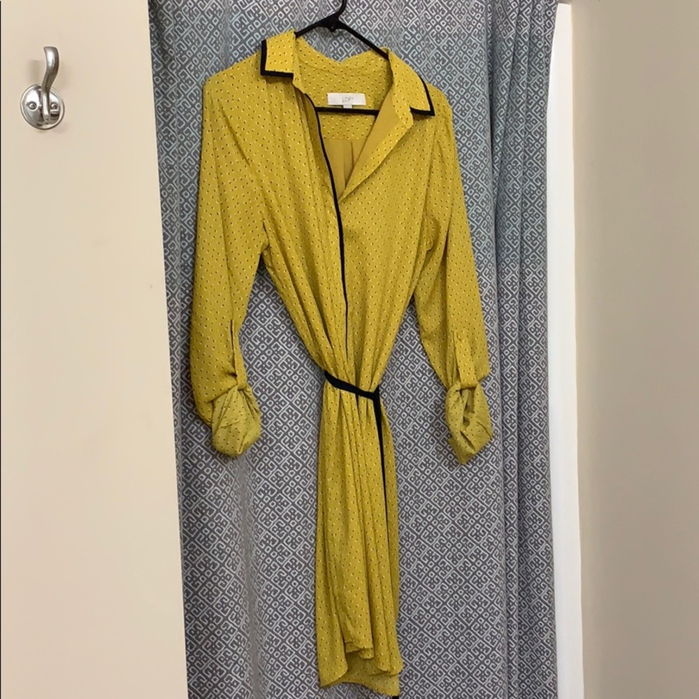 Mustard tie waste shirt dress